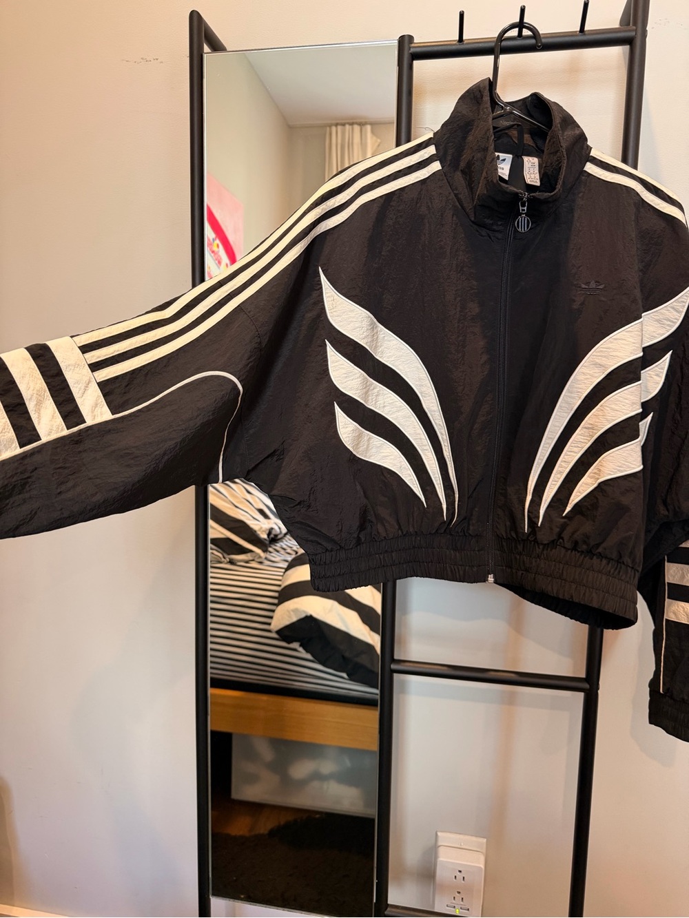 adidas Black & White Three-Stripe Track Jacket and Shorts Set - Picture 4 of 7